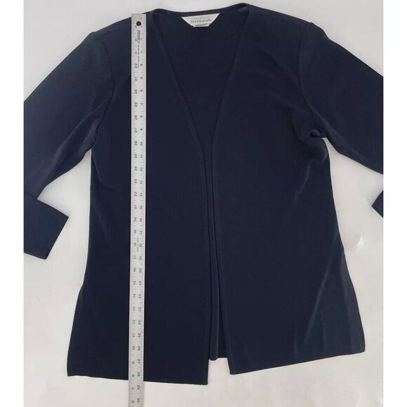 Exclusively Misook Knit Black Acrylic Cardigan Slinky Sz M, Slits, Shoulder Pads - Picture 8 of 10